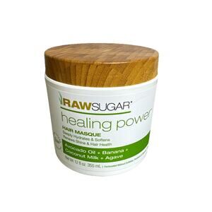 RAW SUGAR Healing Power Hair Masque Avocado Oil Agave Coconut 12 oz New